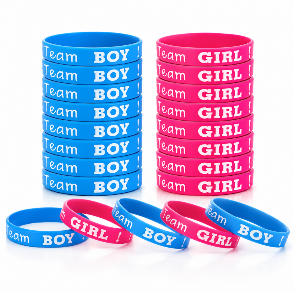 Kit 30 Pulseiras Chá Revelação Team Boy Team Girl Silicone