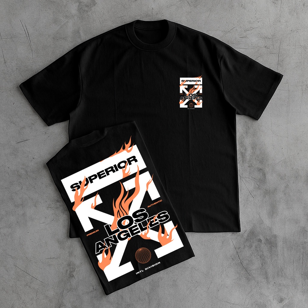 Camiseta Oversized Masculina Gola Alta 100% Algodão Streetwear Premium Los Angeles