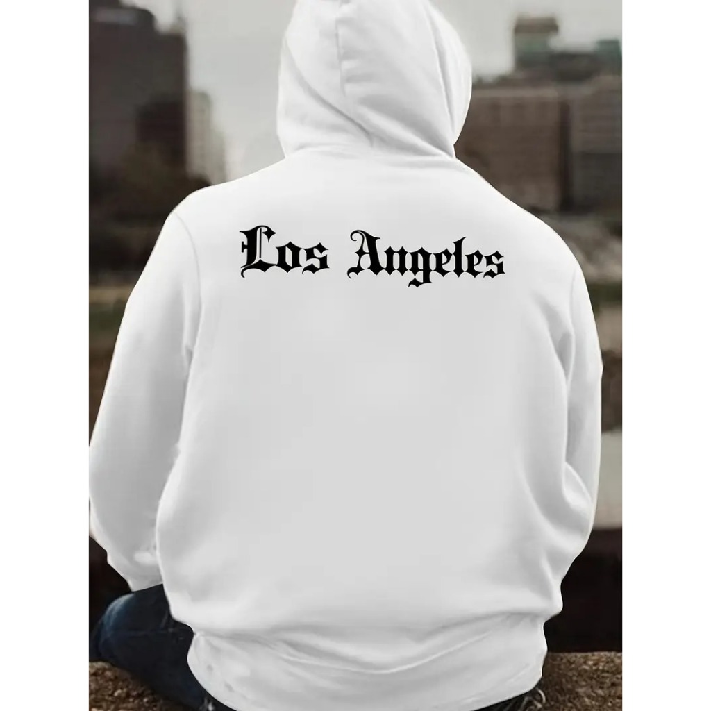 Blusa De Frio Canguru Com Capuz Moletom Feminino Larguinho Estampado ´´Los Angeles`` para outono/inverno unisex
