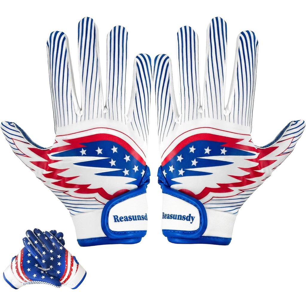 Youth Football Receiver Gloves Sticky Grip Wing Design Boys Girls | Kids Flag Football Gloves with Silicone Grip, Anti-L