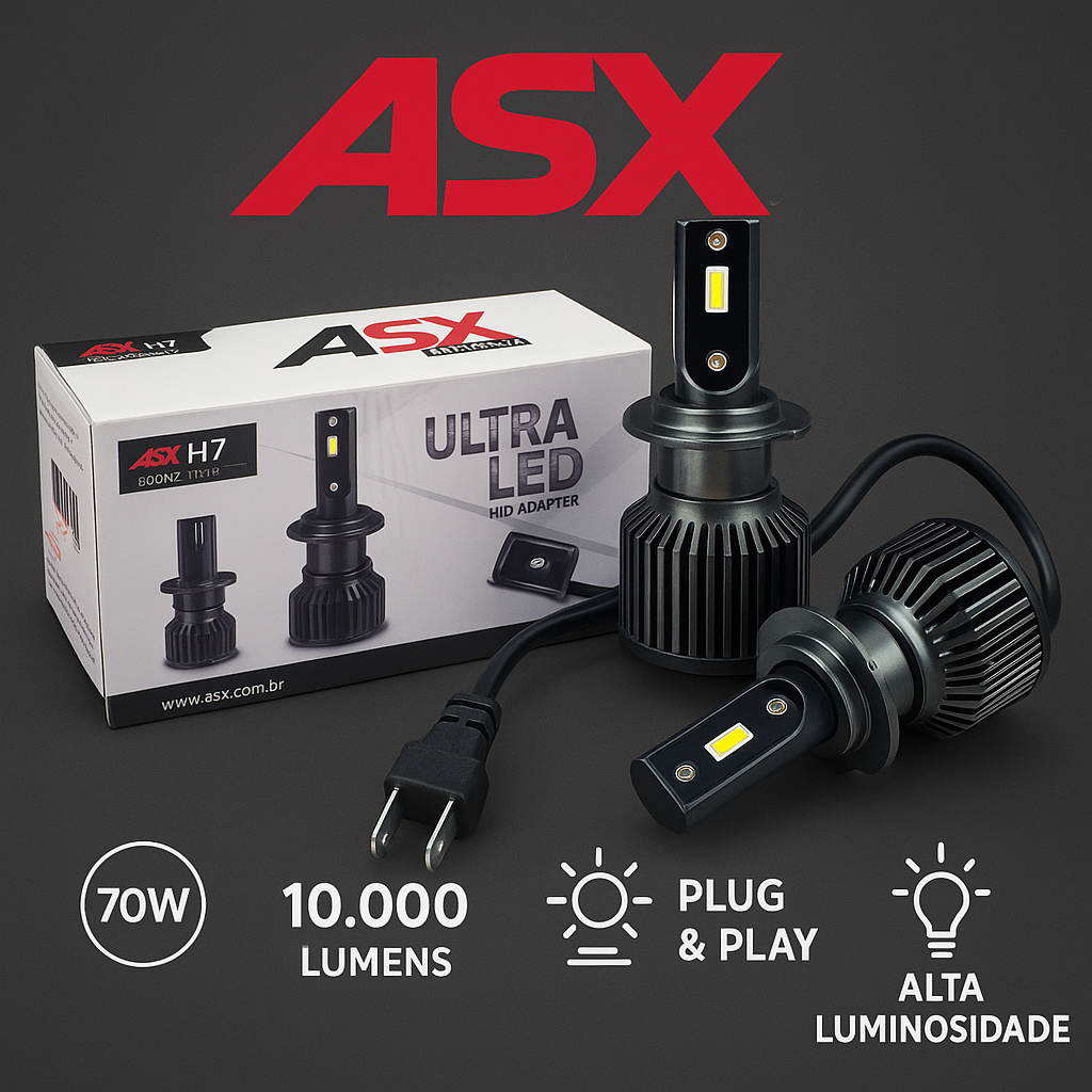 Lâmpada Ultra Led Asx 10000 Lúmens 6000K Chip CSP Canbus 12V 24V H1 H3 H4 H7 H11 HB3 HB4 H16 & HIR2