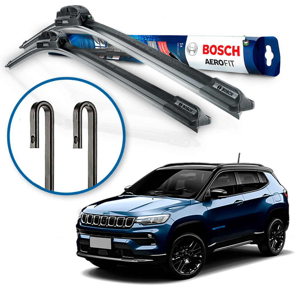 Par Palheta Limpador Parabrisa Dianteira Aerofit Bosch Compass TDiesel 2017 A 22 23 24 2025 Gancho