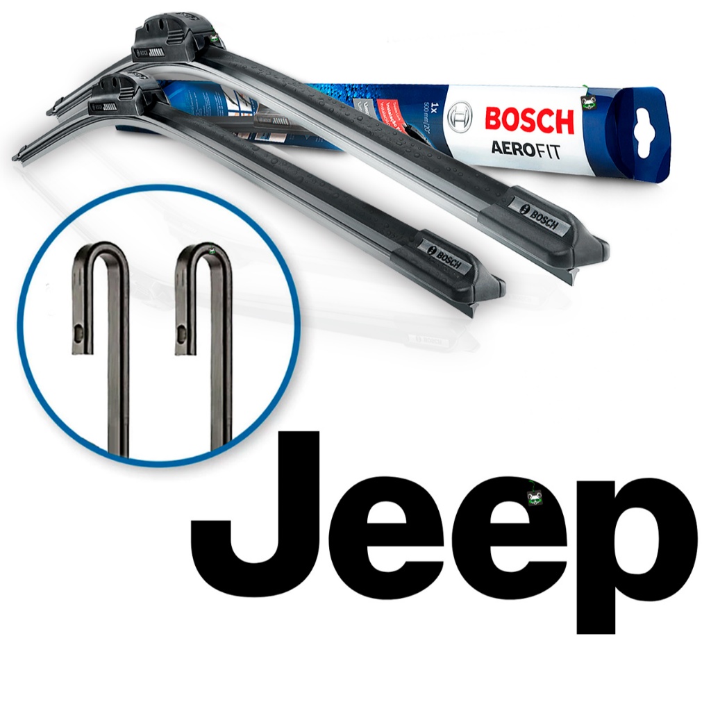 Par Palheta Limpador Parabrisa Dianteira Aerofit Bosch Jeep Braço Gancho