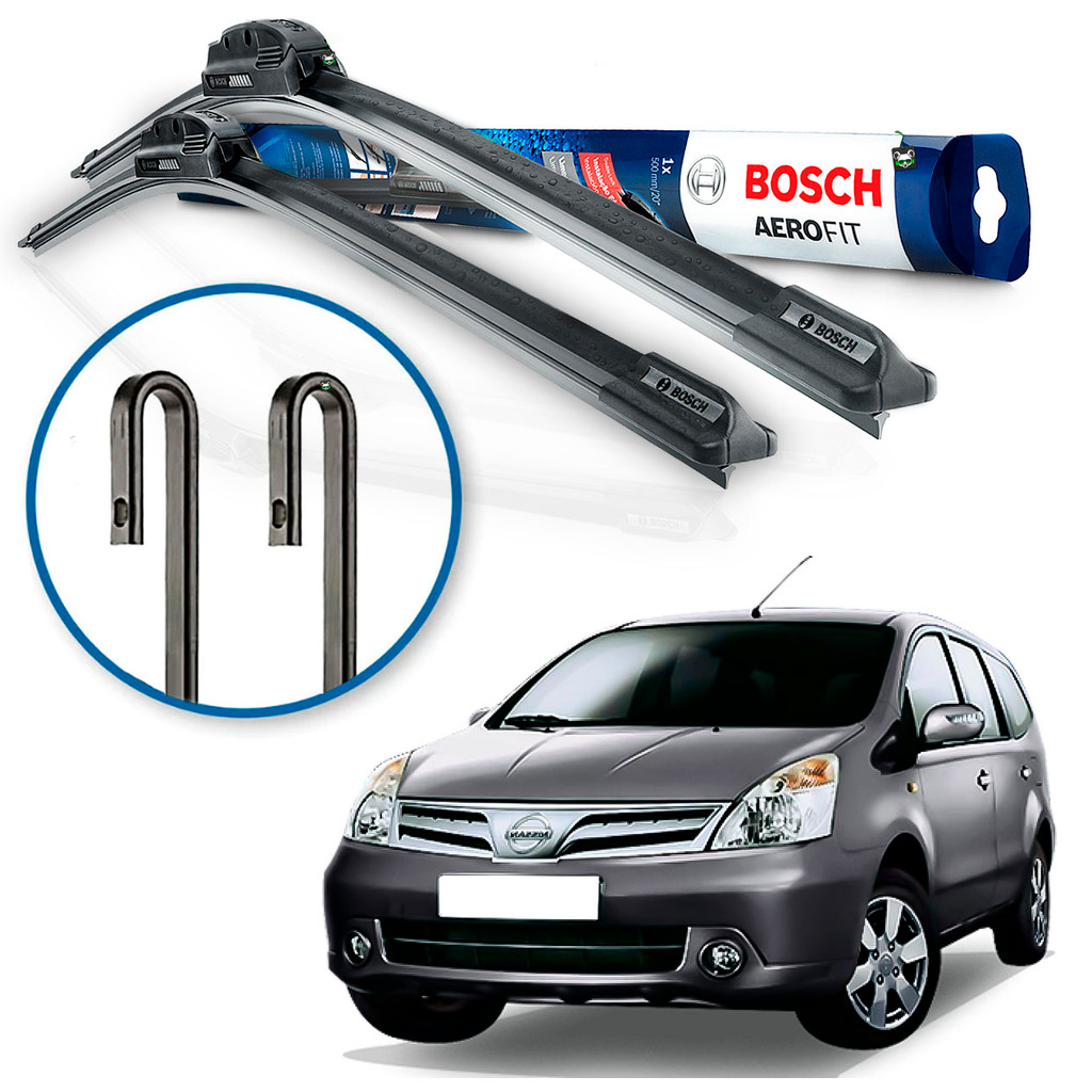 Par Palheta Limpador Parabrisa Dianteira Aerofit Bosch Grand Livina 2009 Em Diante Braço Gancho