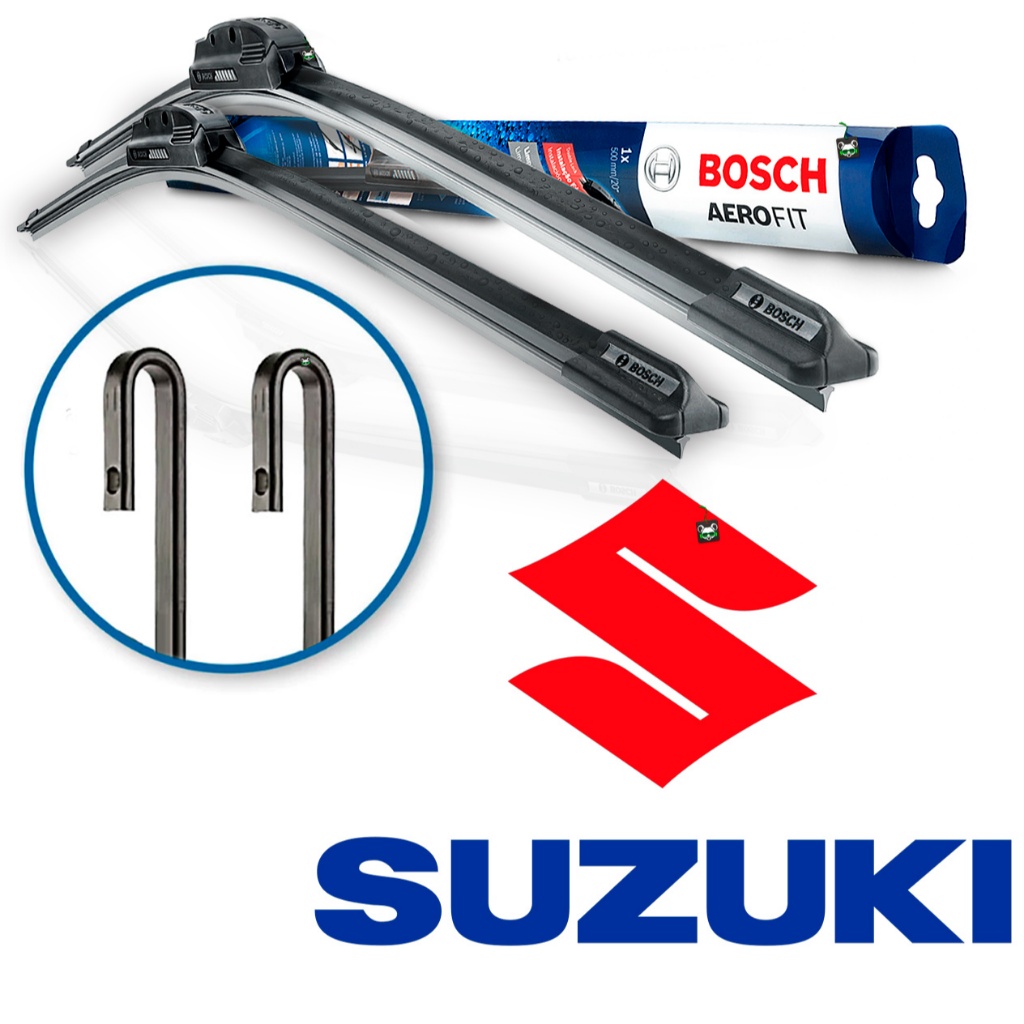 Par Palheta Dianteira Limpador Parabrisa Aerofit Original Bosch Suzuki Braço Gancho