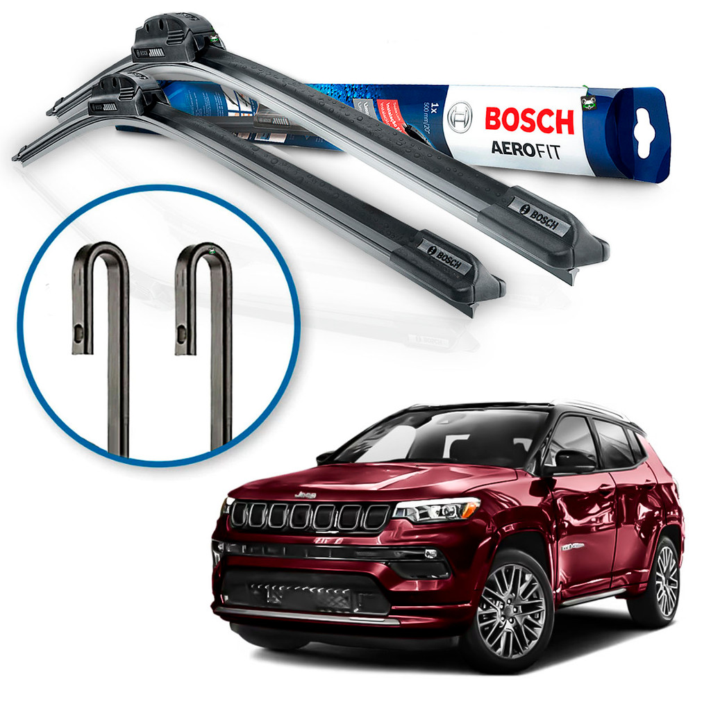 Par Palheta Limpador Parabrisa Dianteira Aerofit Bosch Compass Tigershark 2017 A 23 24 2025 Gancho