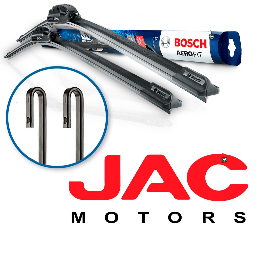 Par Palheta Limpador Parabrisa Dianteira Bosch AeroFit Jac Motors Braço Gancho
