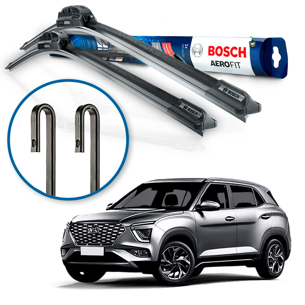 Par Palheta Limpador Parabrisa Dianteira Aerofit Bosch Creta 2021 2022 2023 2024 2025 Gancho