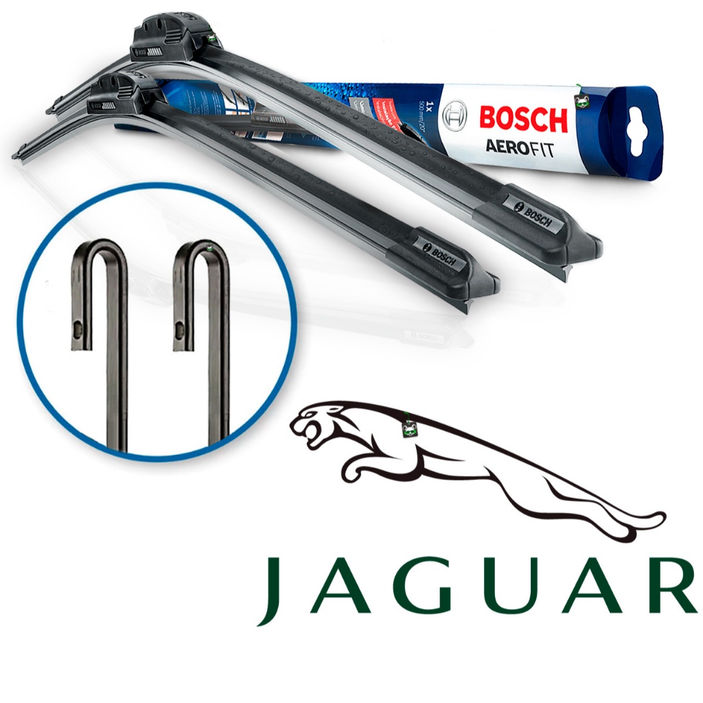 Par Palheta Limpador Parabrisa Dianteira Bosch AeroFit Jaguar Braço Gancho