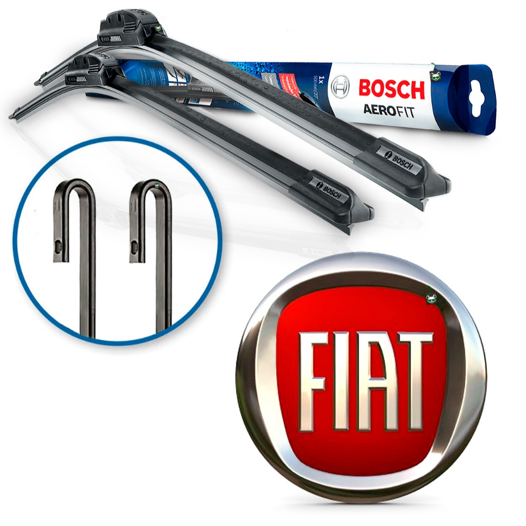 Par Palheta Limpador Parabrisa Dianteira Bosch Aerofit Fiat Braço Gancho