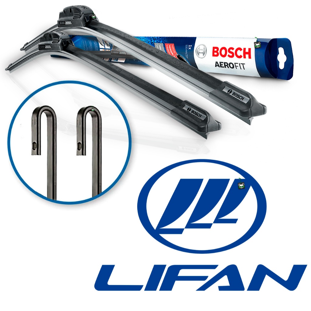Par Palheta Limpador Parabrisa Dianteira Bosch Aerofit Lifan Braço Gancho