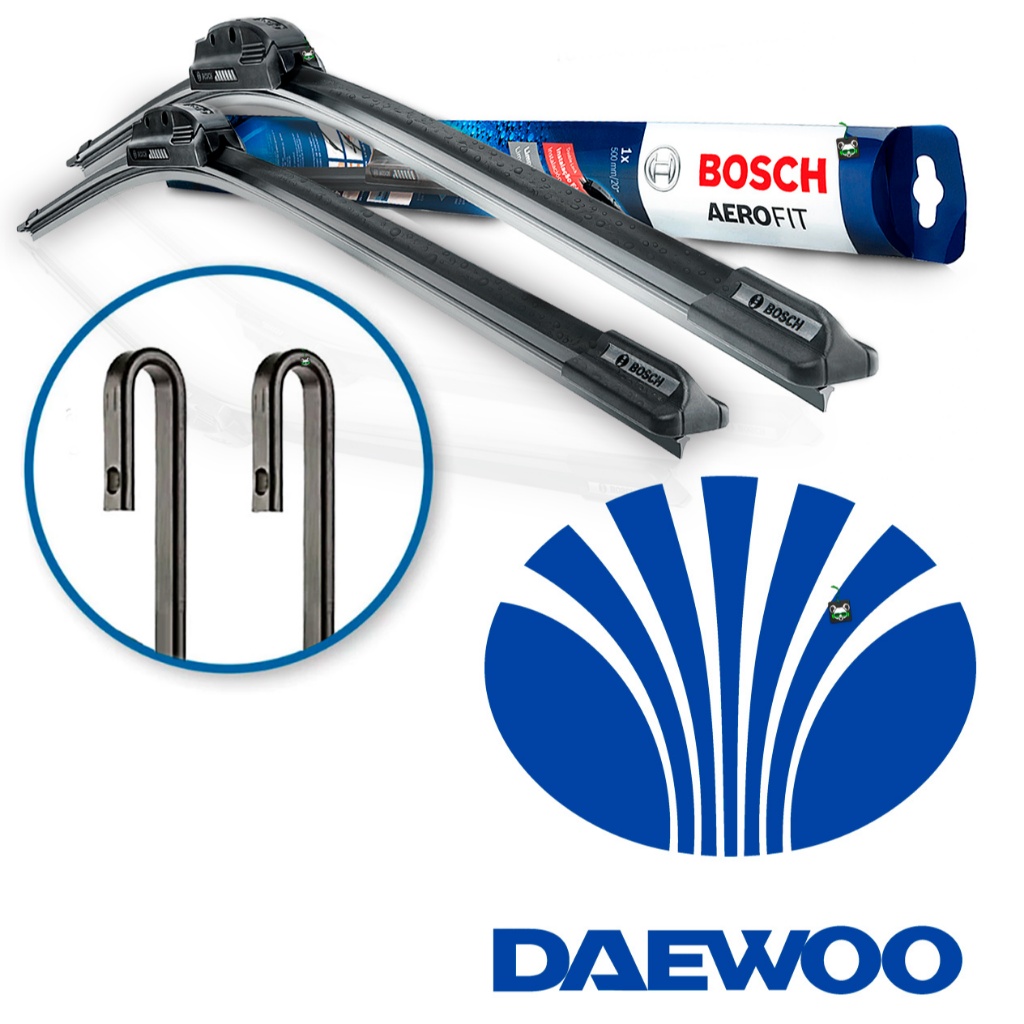 Par Palheta Limpador Parabrisa Dianteira Bosch AeroFit Daewoo Braço Gancho
