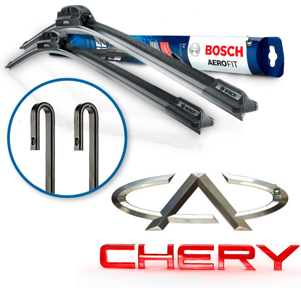 Par Palheta Limpador Parabrisa Dianteira Bosch AeroFit Chery Braço Gancho