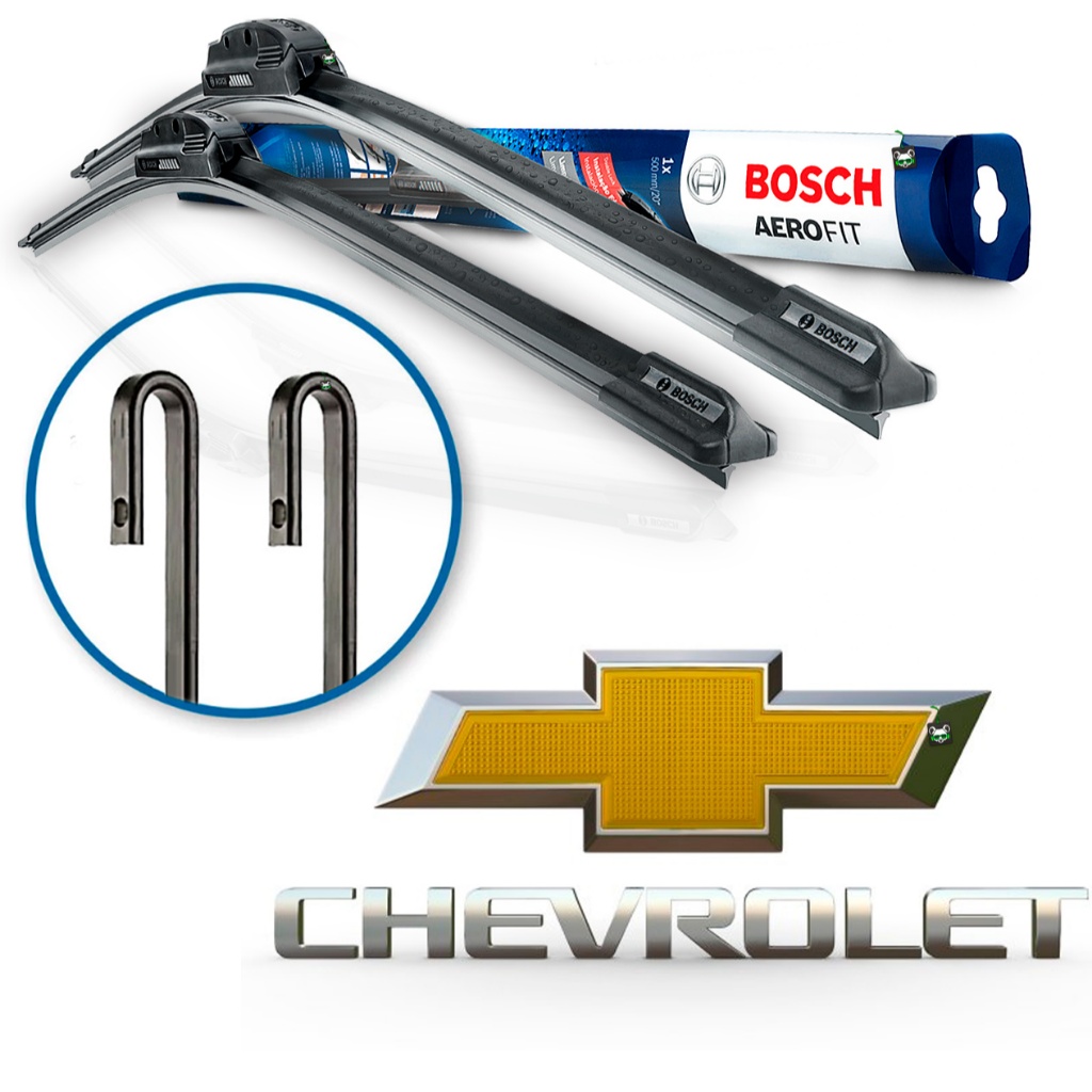 Par Palheta Dianteira Limpador Parabrisa Bosch AeroFit Chevrolet Braço Gancho
