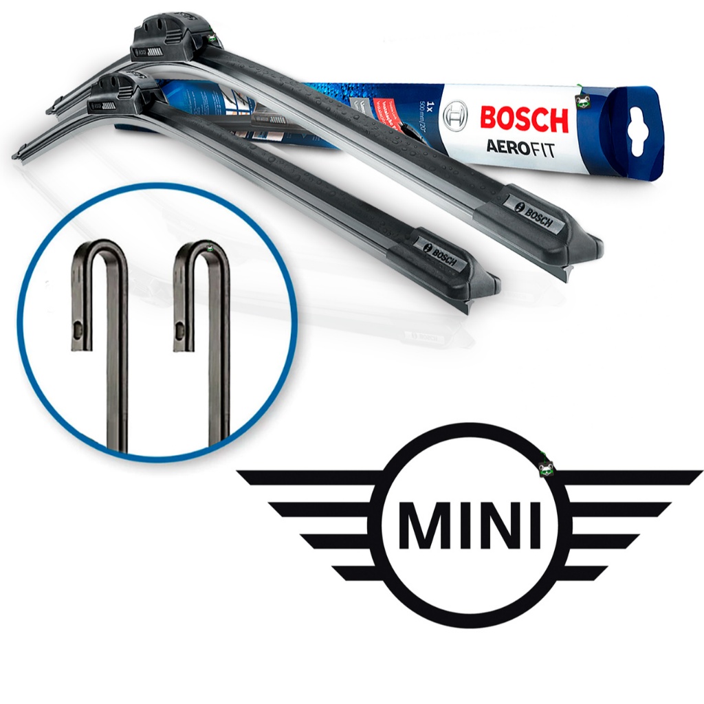 Par Palheta Limpador Parabrisa Bosch Aerofit Mini Braço Gancho