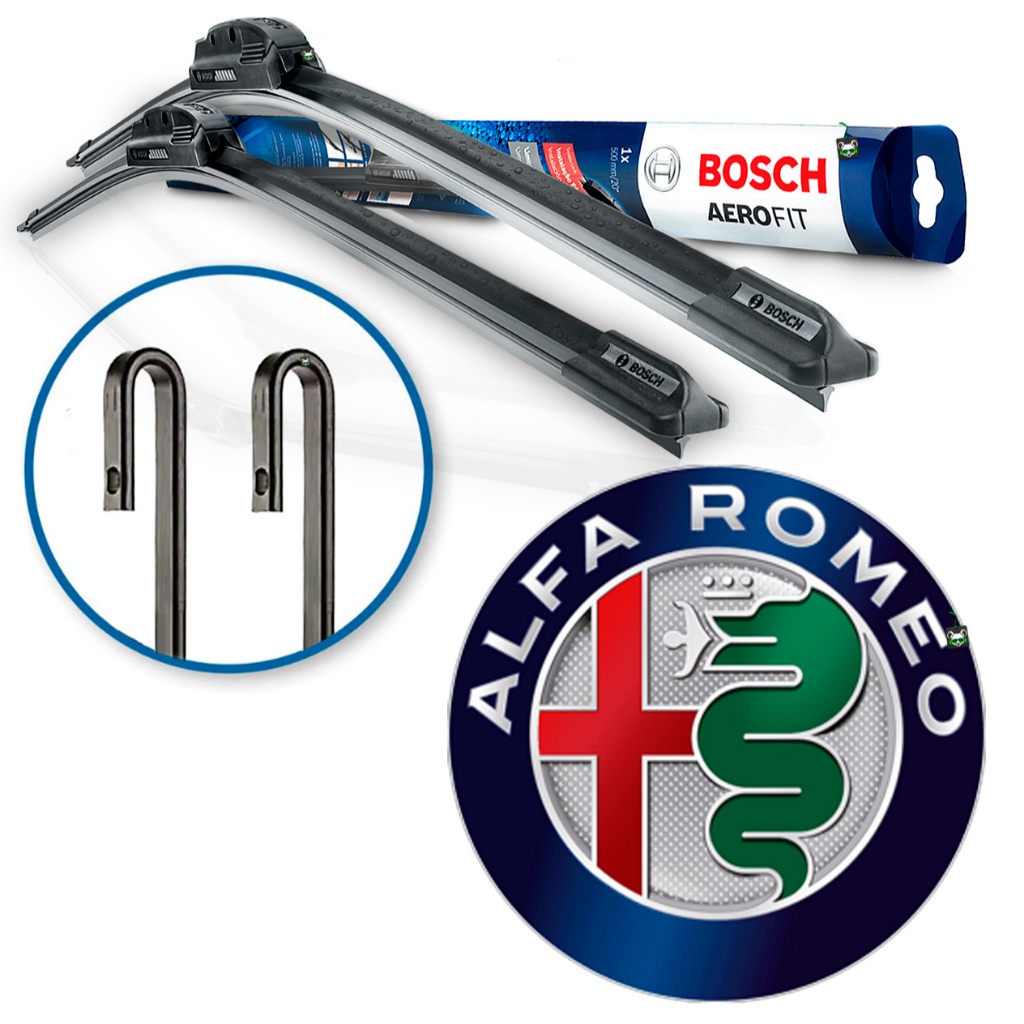 Par Palheta Limpador Parabrisa Aerofit Bosch Alfa Romeo Braço Gancho