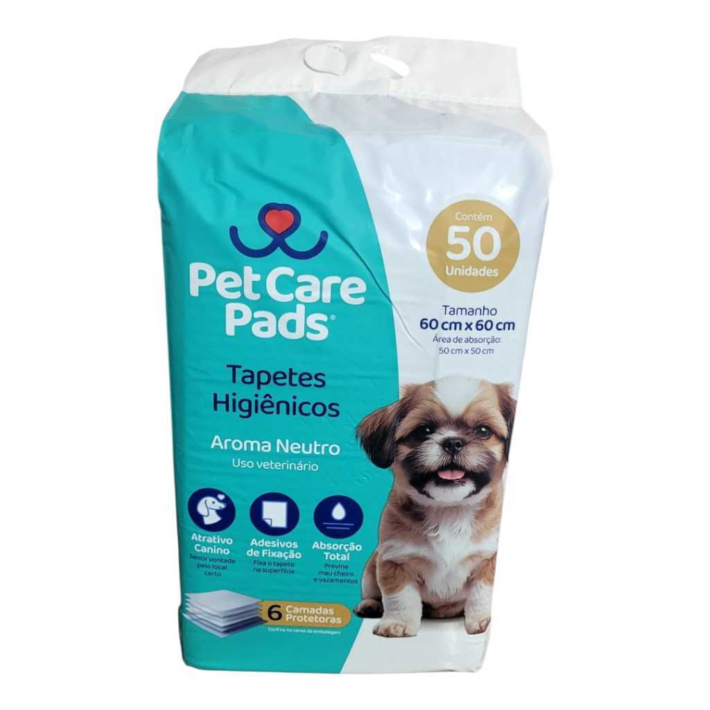 Tapetes Higiênico Para Cachorro 60x60 - Kit 100 Unidades Pet Care Pads