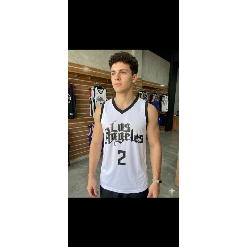 Regata Basqueteira Los Angeles Academia Musculação Preto e Branco