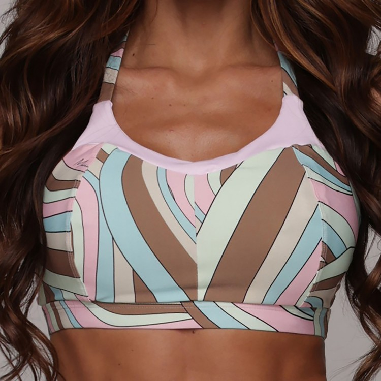 Top Fitness Feminino Los Angeles Brisa Decote U Nadador Costas Academia Treino