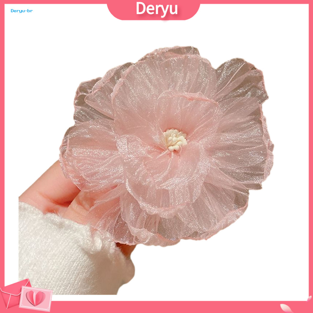 Lightweight Breathable Hair Accessory Mesh Organza Clip with 3d Flower Fairy Hairpin Macaron Pastel Colors Stylish and C