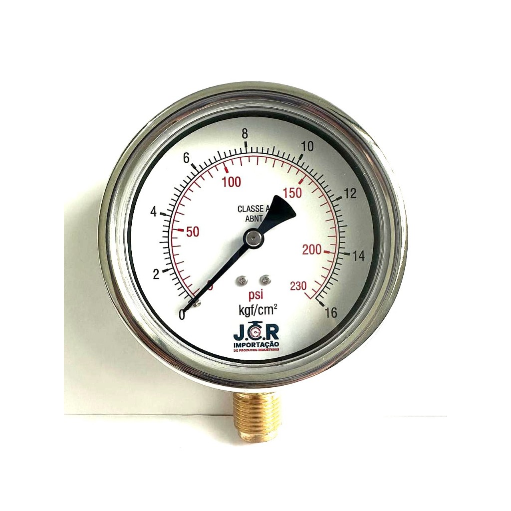 Manômetro Vertical Analógico 100mm 0 A 16kgf/cm2 X 230psi