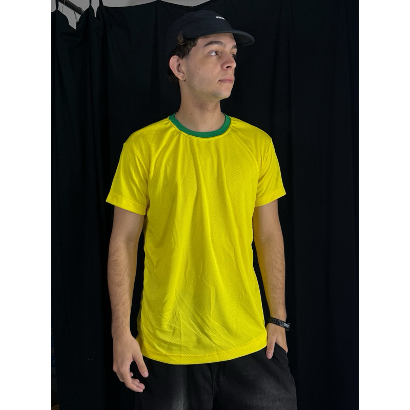 Camiseta Lisa Dri Fit Colmeia Amarela Azul Customize