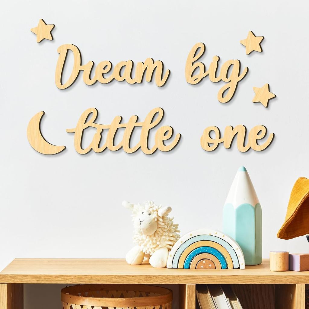 Xylolfsty Dream Big Little One Wall Decor Baby Room Decor Boho Moon Stars Wooden Sign Decoration Boys Girls Bedrooms Han