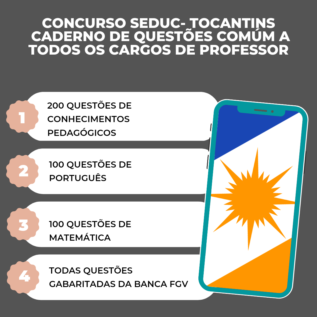 APOSTILA DE 400 QUESTÕES GABARITADAS DA BANCA FGV PARA O CONCURSO SEDUC - TOCANTINS! COMÚM A TODOS OS CARGOS DE PROFESSOR