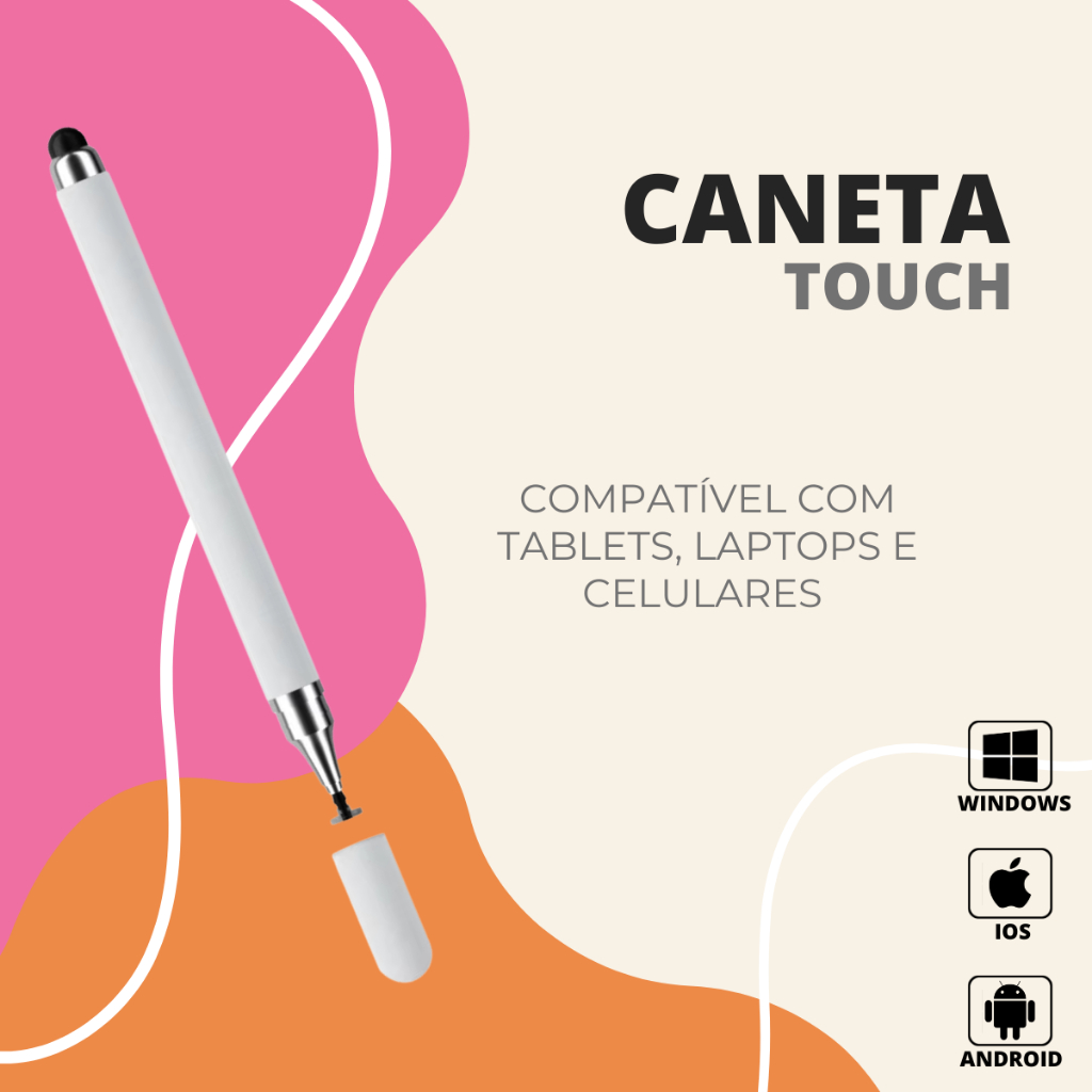 Kit 2 canetas touch screen compatíveis com smartphones, tablets, iPad, notebooks, iPhone Android para detalhes e desenho