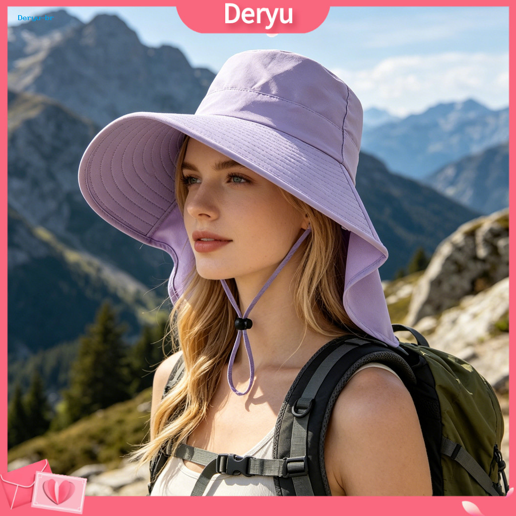 Wide Brim Bucket Hat Lightweight for Men Women Upf 50 Sun Protection Waterproof Breathable Outdoor with Face Neck Flap F