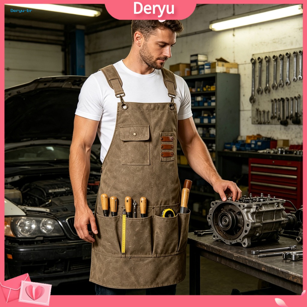 Waterproof Utility Apron Heavy Duty Work with Multiple Pockets Tool Strap for Men Women – Durable for Woodworking