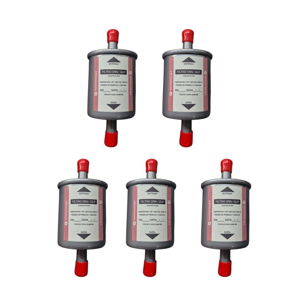 5 Filtros De Óleo Quickstop IGT Kit 5ª Geração Mangueira 12mm Gnv