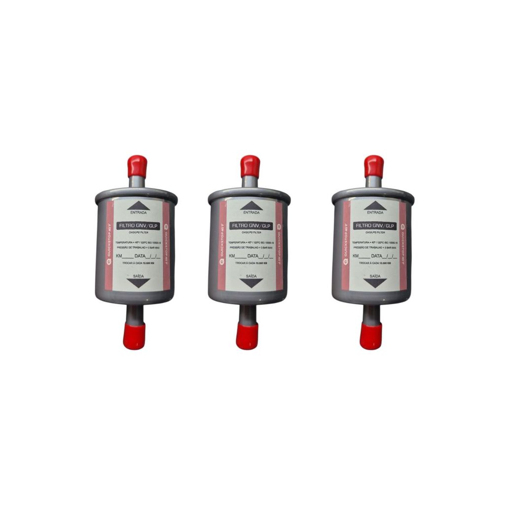 3 Filtros De Óleo Quickstop IGT Kit 5ª Geração Mangueira 12mm Gnv