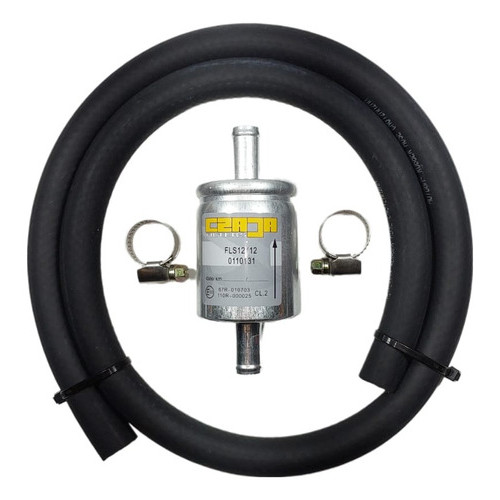 Kit Filtragem: Filtro 12 mm + Mangueira 12mm + Abraçadeiras para gnv 5ª geração
