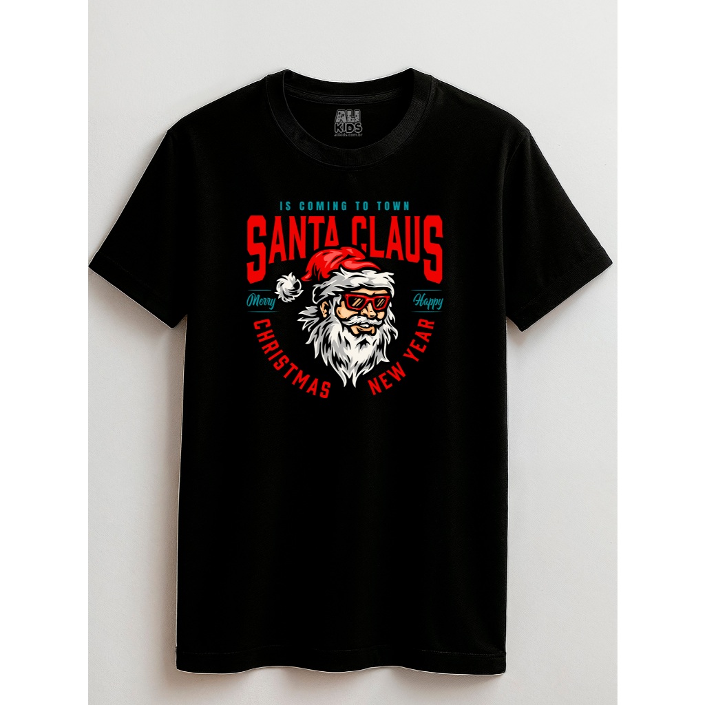 Camisa Noel New Year 100% Algodão Natal 2 ao 16 anos Ano Novo Juvenil e Infantil Unissex