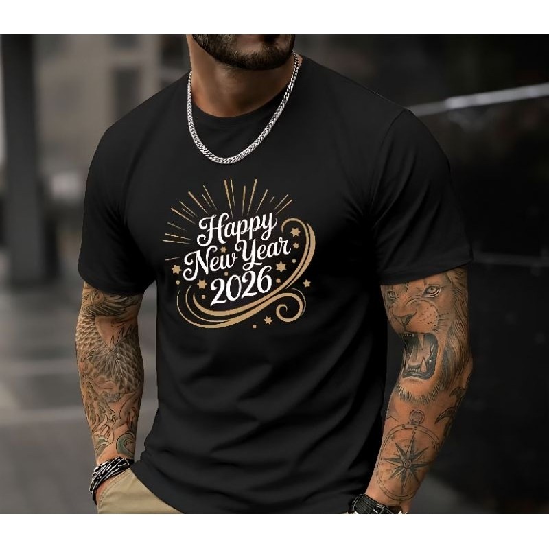 Camiseta Masculina Ano Novo 2026 Happy New Year 2026