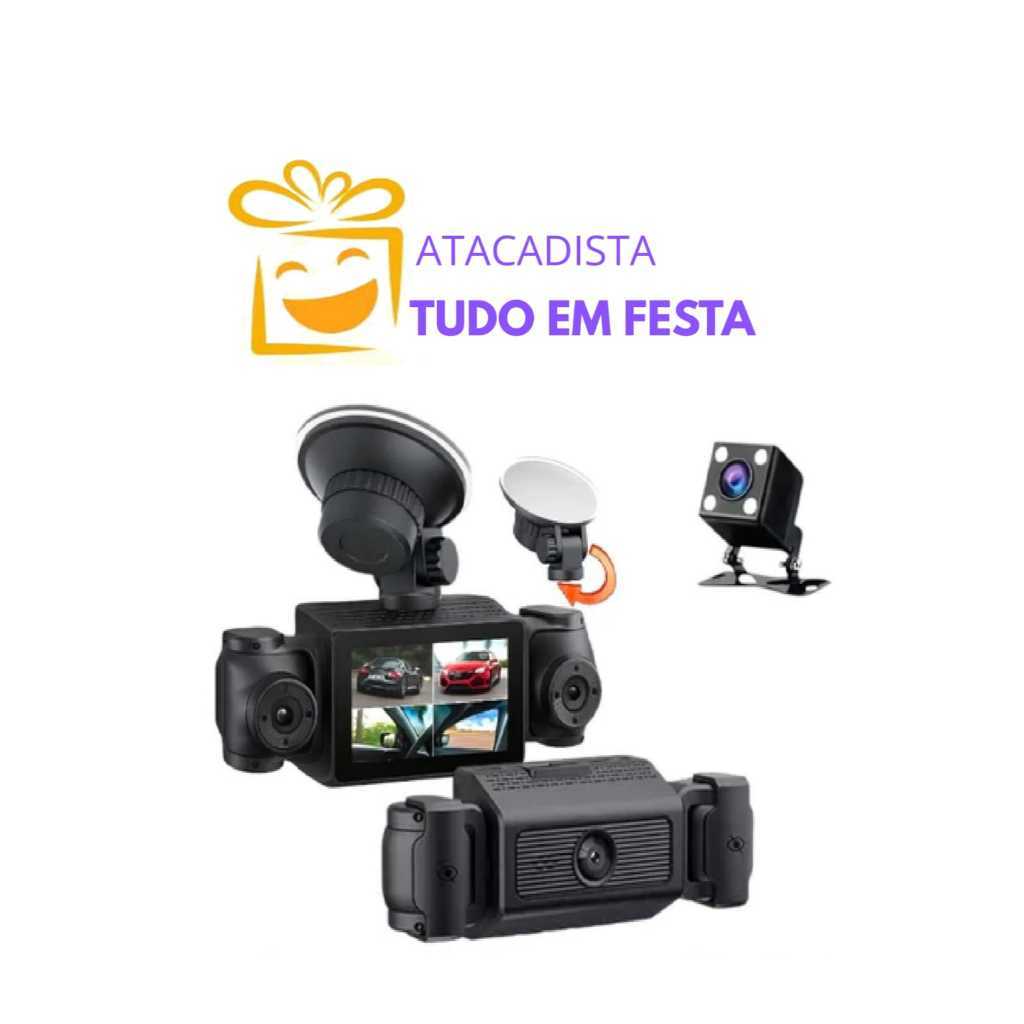 Camera de Segurança Veicular Dashcam 360° Gravador Vídeo Voz