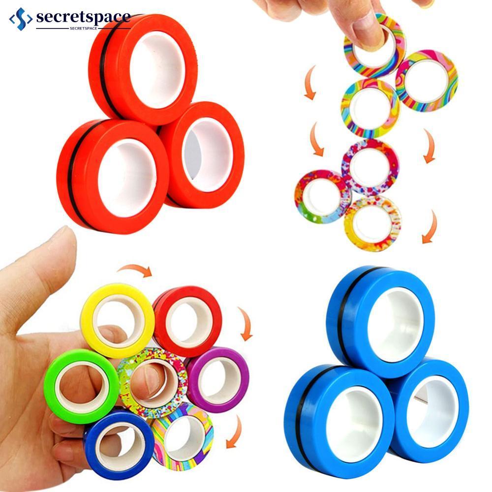 SECRETSPACE Brinquedos Fidget Engraçado Dedo Pulseira Magnética Anel Spinner Adulto Ímãs Anéis Para Aliviar O Estresse D