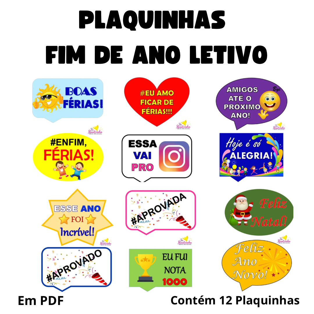 Plaquinhas Fim de Ano Letivo