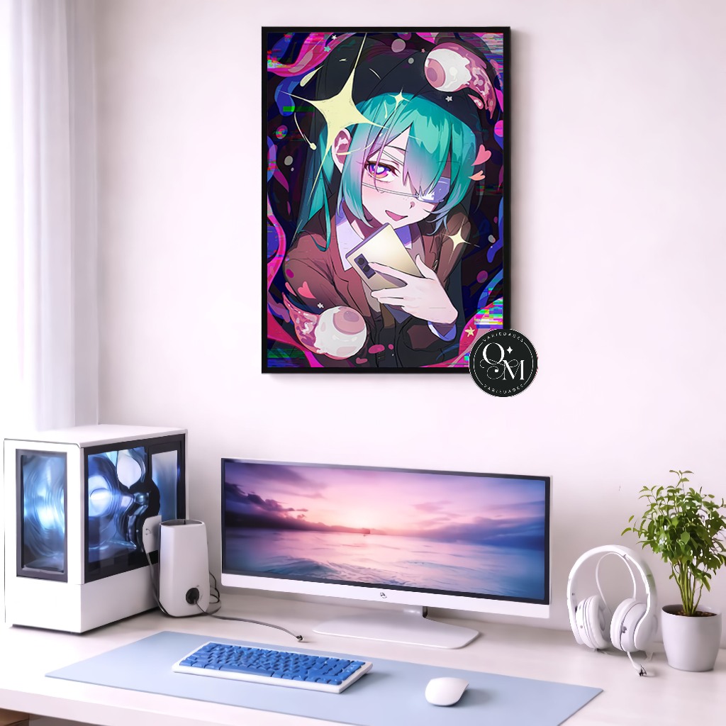 Quadro Decorativo Quarto Casa Vocaloid Hatsune Miku Musica Monitoring Varios Tamanhos Modelos 1 Peça