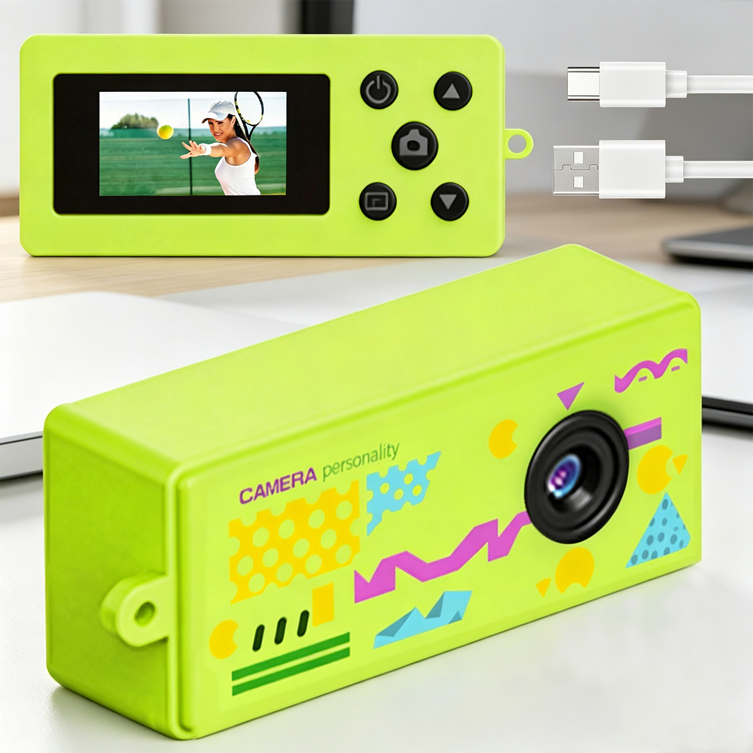 Câmera Chaveiro Mini com Gravação HD 1080P, Múltiplos Filtros de Cor, Corpo Ultra Compacto, Presente de Feriado Ideal