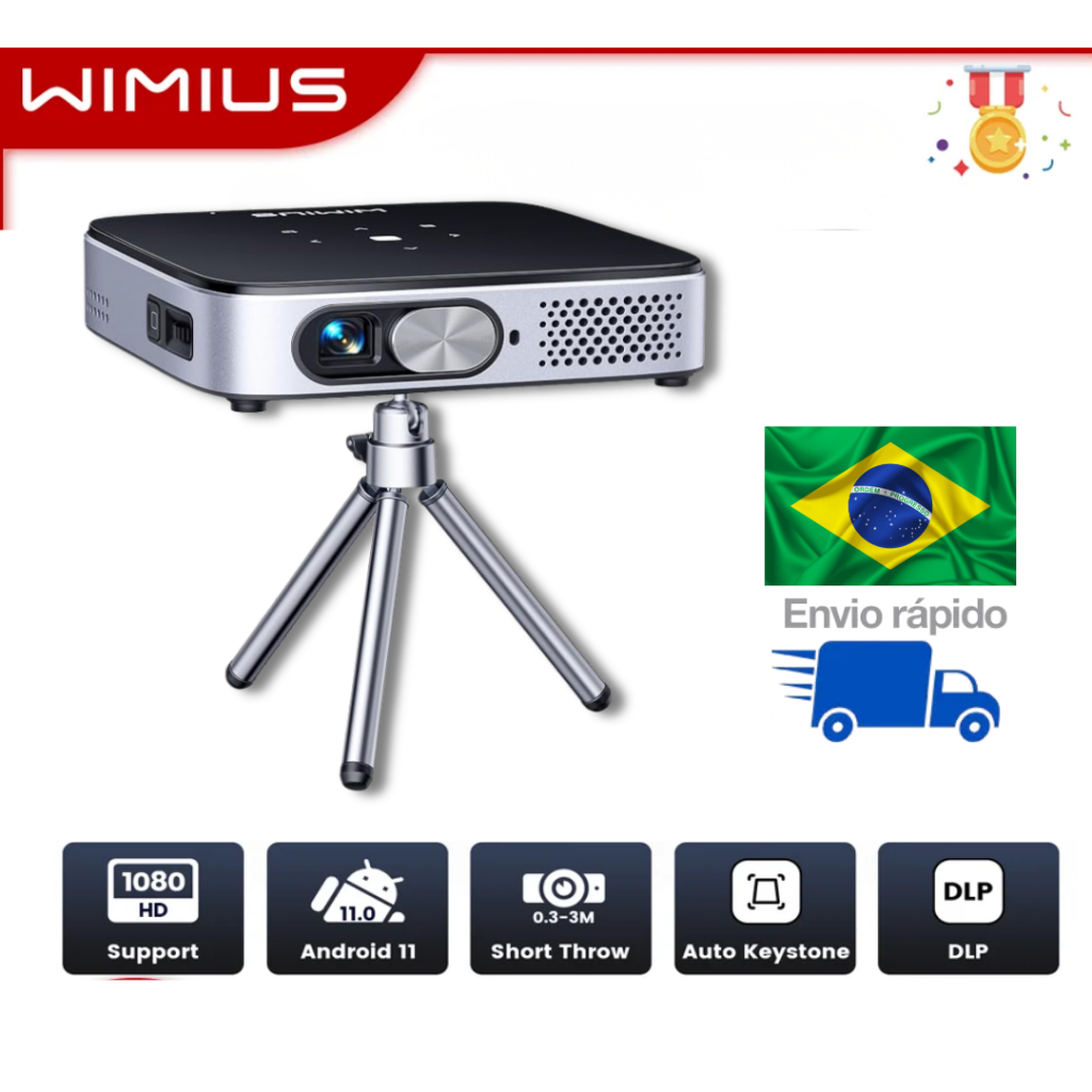 Mini Projetor, Android 11.0 WiMiUS Q3 800ANSI Ultra Portátil 4K FHD 1080P WiFi6