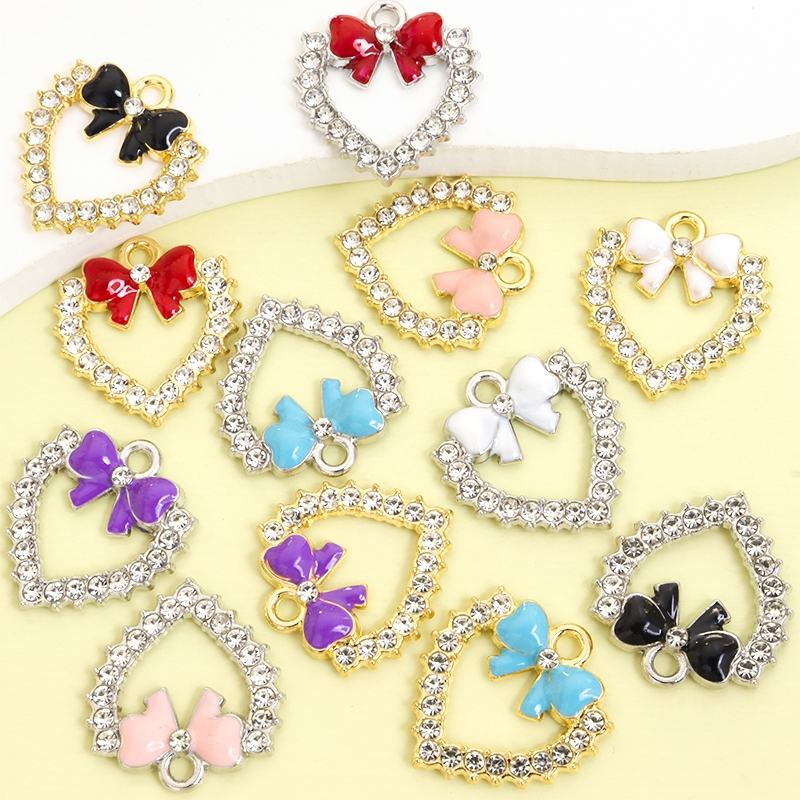 10 Peças Lindo Arco De Óleo De Gotejamento De 6 Cores E Amuletos Ocos Em Forma De Coração Moda Clavícula Corrente Colar