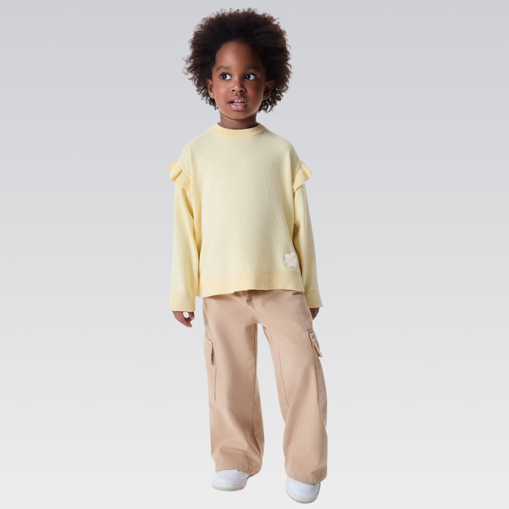 Blusão Infantil Menina Toddler Hering Tricô Leve Babado