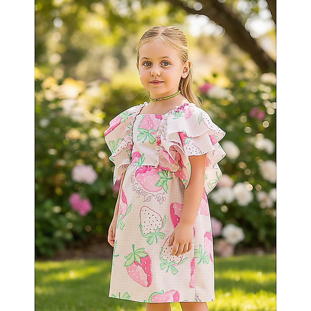 Vestido Infantil Menina Malagah Toddler Manga Dupla