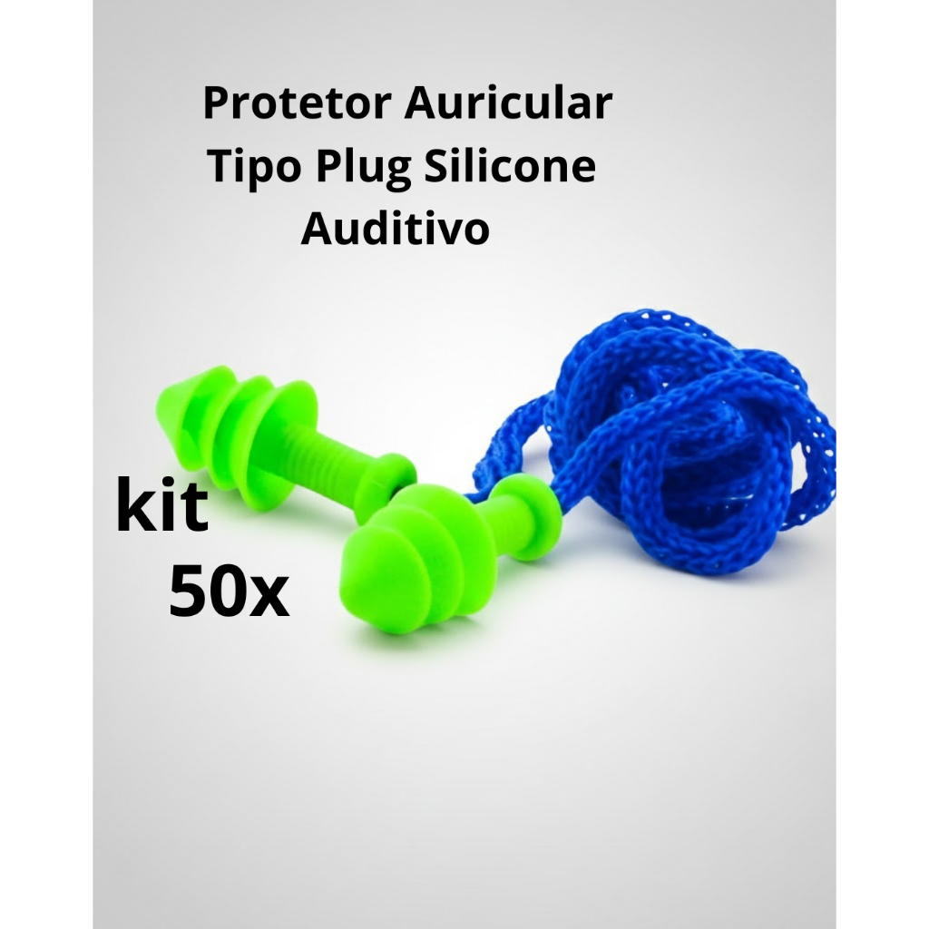 Kit Protetor Auricular Tipo Plug Silicone Auditivo Com Cordão Quantum  Abafador De Ruido 14db Libus Com CA