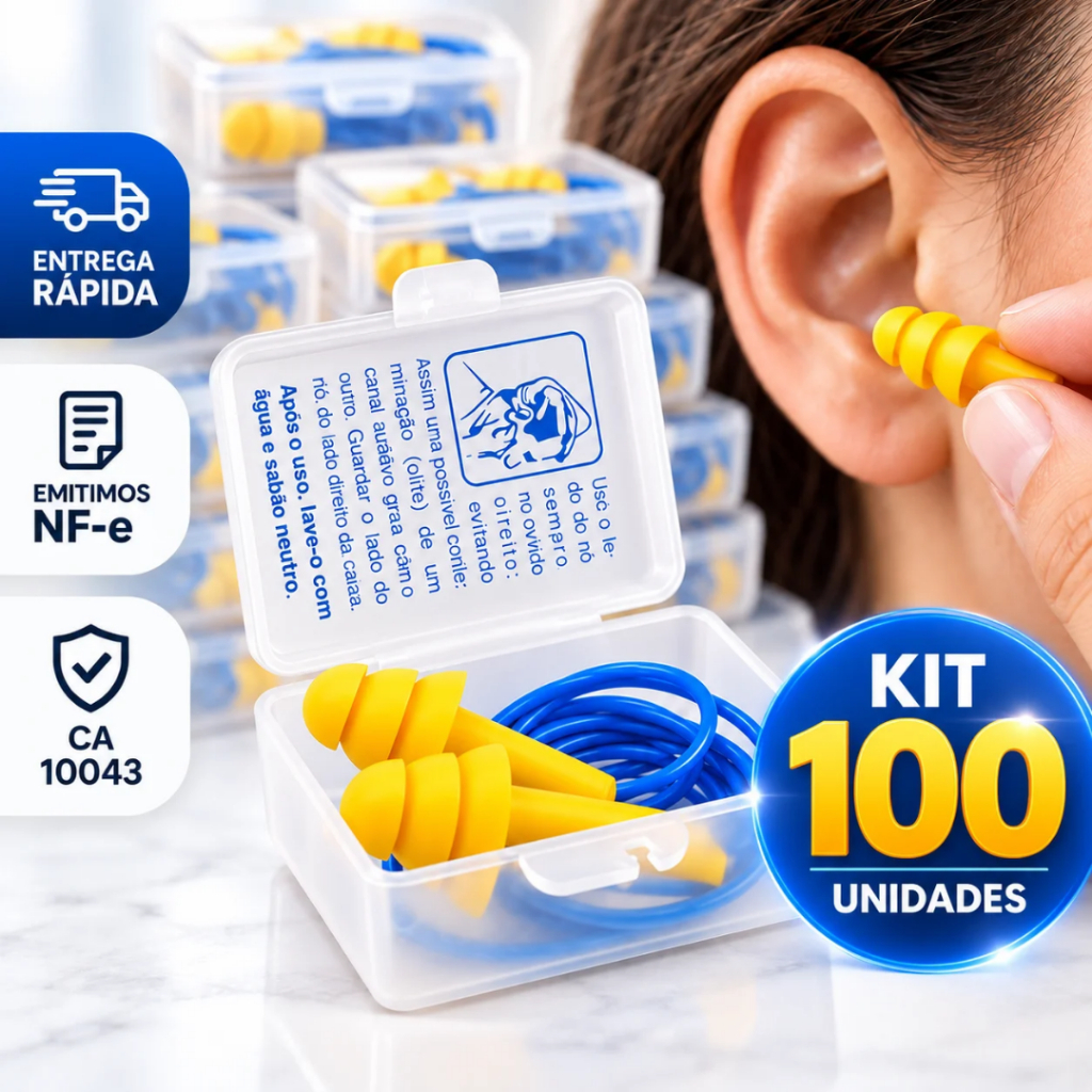 Kit 100 ou 60 Protetor Auricular Ouvido Abafador de Ruidos Para Obra Trabalho Com CA Criança Autismo