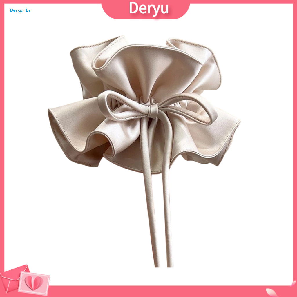Soft Elastic Hair Band Adjustable Tie Double Layer Pleated Bowknot Non-slip Stylish Accessory for Women and Girls