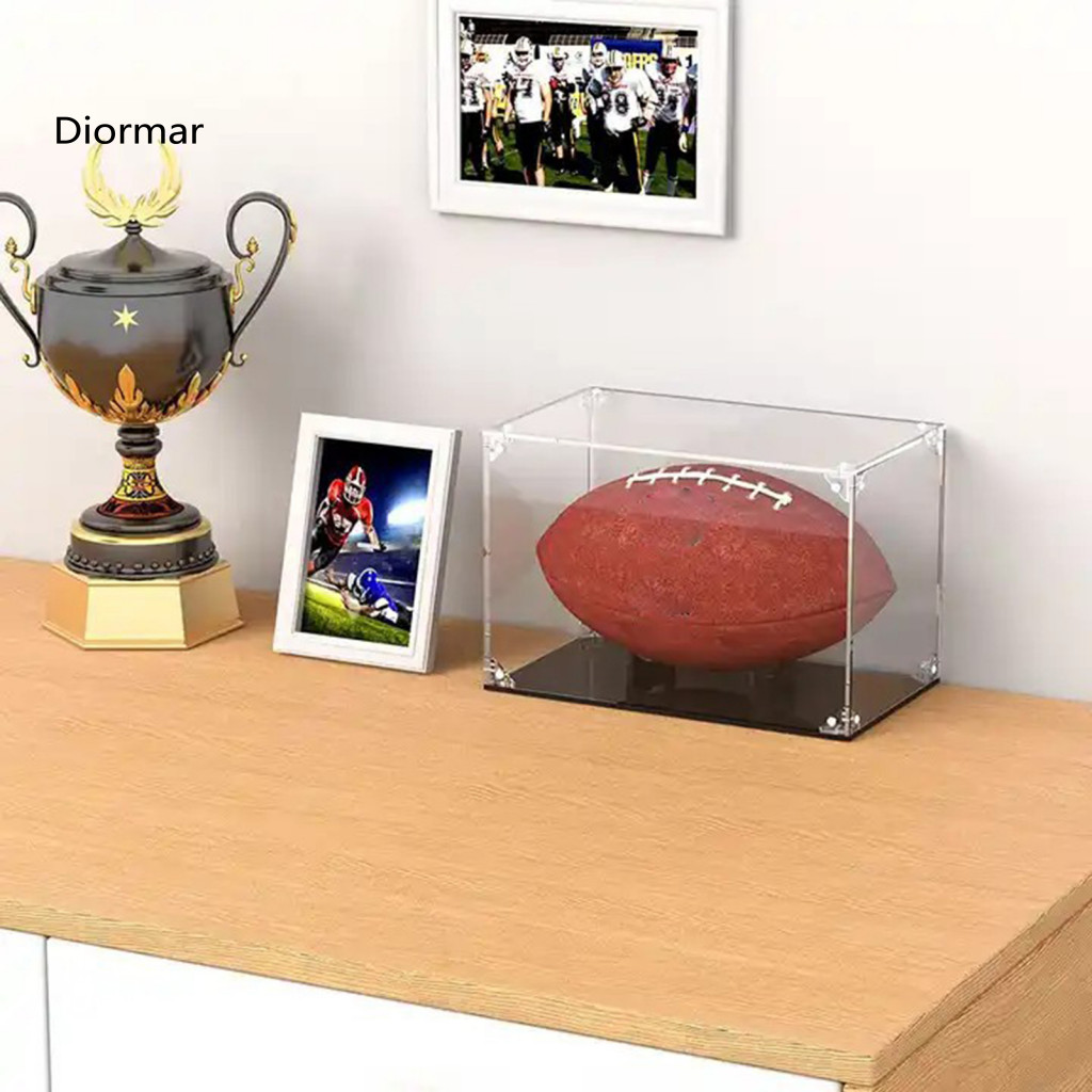 Mountable Football Display Case Storage Box Transparent Acrylic Dustproof Wall-mounted Shelf Simple Installation for Soc