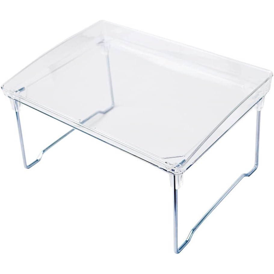 Teensery Clear Acrylic Cabinet Shelf Foldable Kitchen Counter Shelf Rack Stackable Storage Stand Organizer for Bathroom